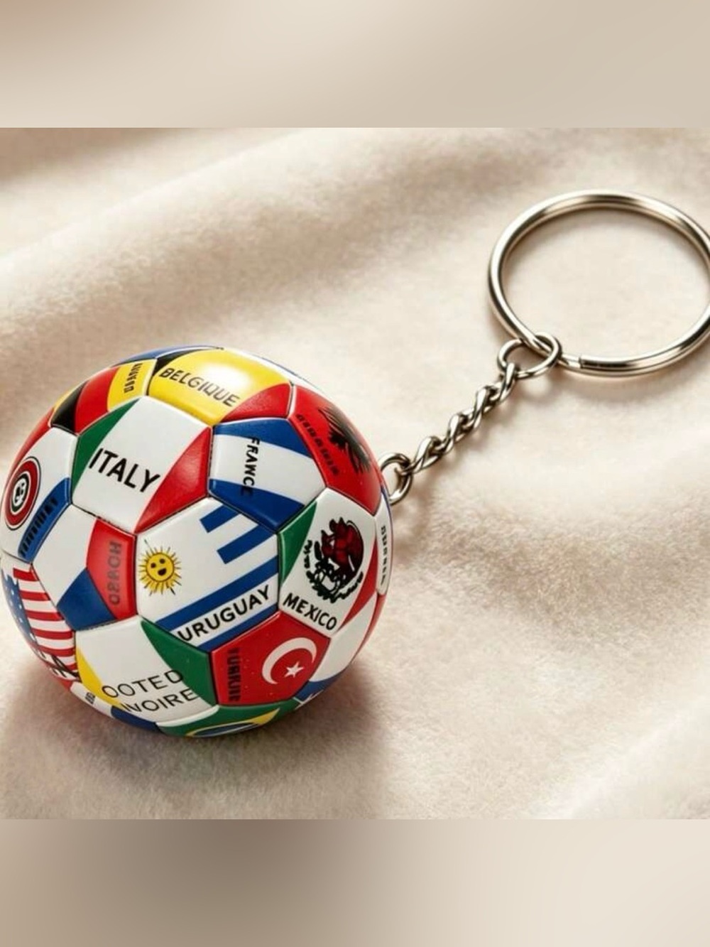 Multicolor World Cup Flags Soccer Ball Keychain